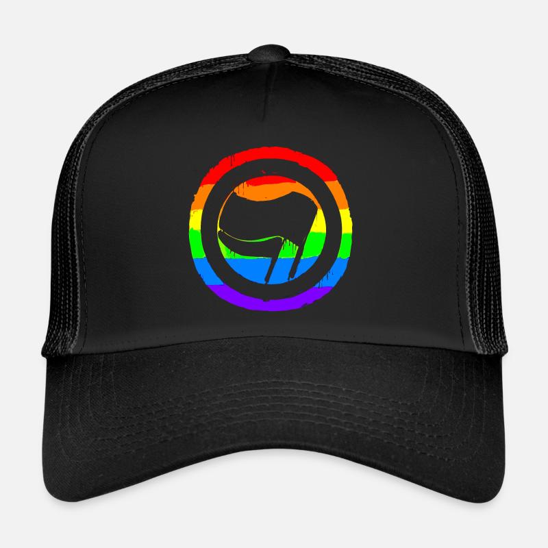 Rainbow Colorful Protest Antifa Links Trucker Cap