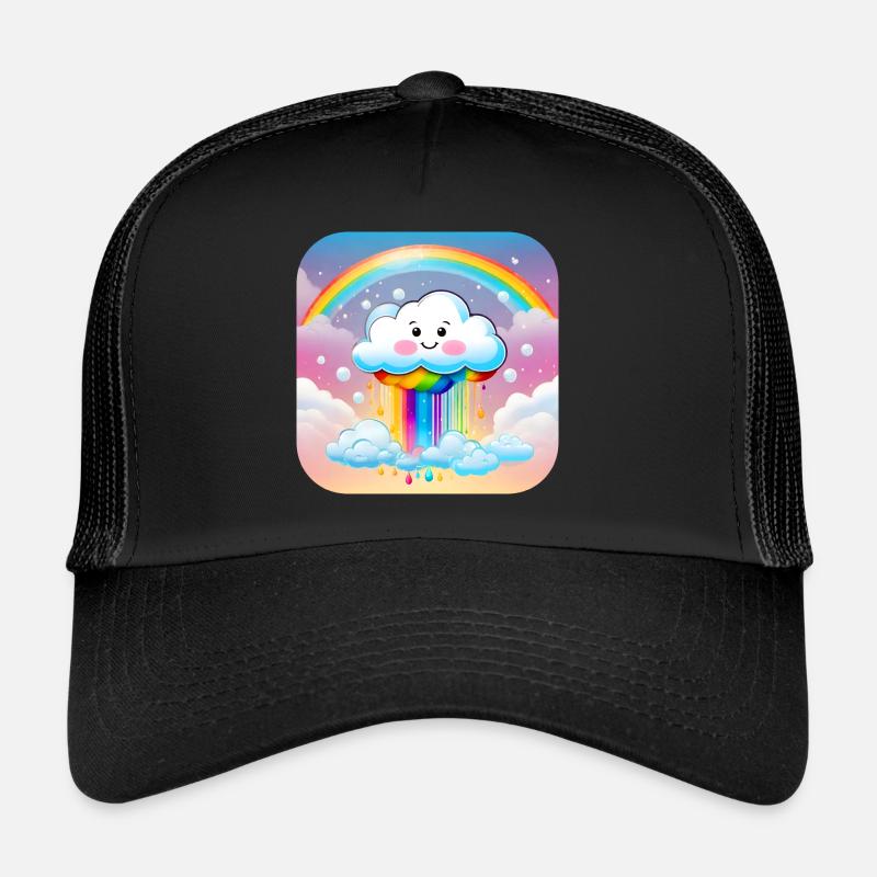Cute Cloud Raining Rainbow Colors Trucker Cap