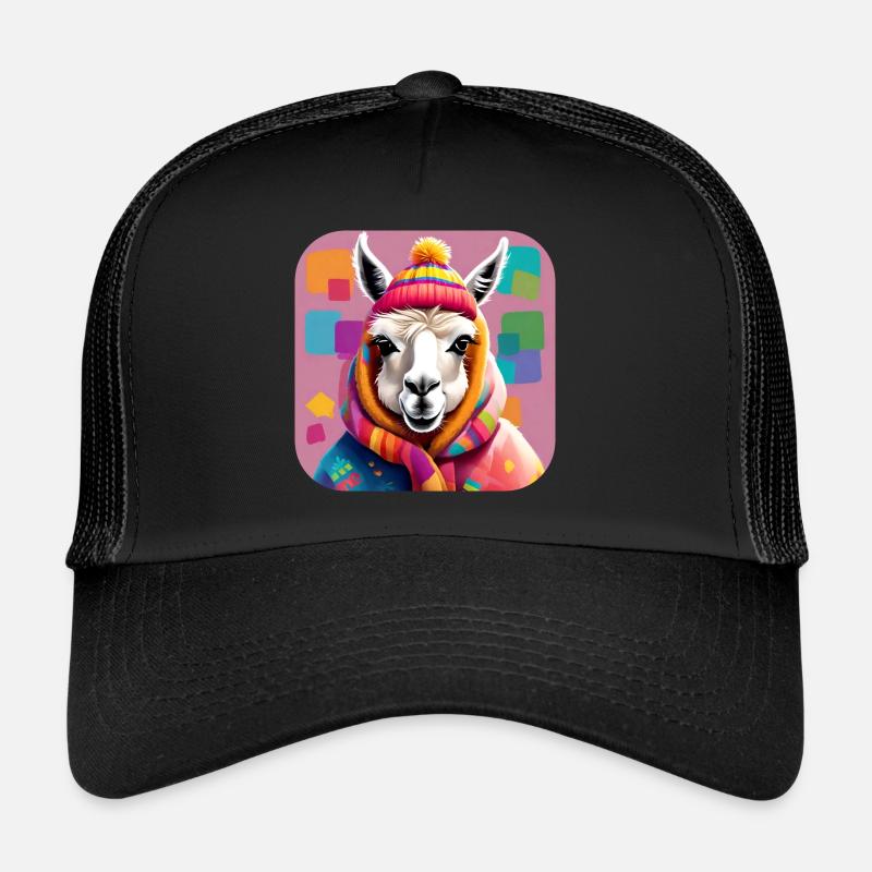Cool Cozy Winter Llama Trucker Cap