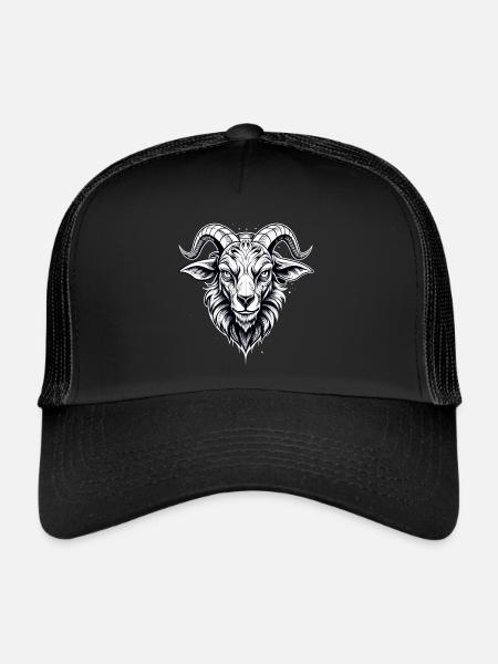 goat black and wihte - Trucker Cap - black/black - Front
