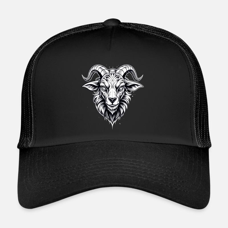 chèvre noire et wihte - Casquette trucker  - noir/noir