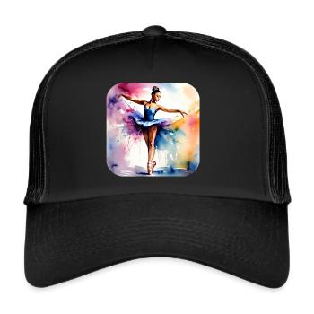 Prima Ballerina mit bunten Farben - Trucker Cap - Schwarz/Schwarz - Vorne