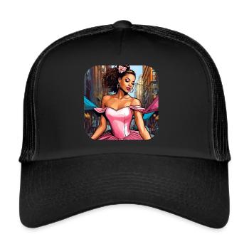 Moderne Märchen Prinzessin in Rosa - Trucker Cap - Schwarz/Schwarz - Vorne