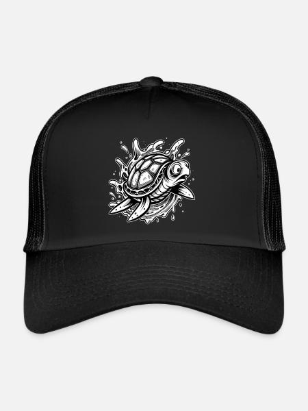 Tortue effrayée - Casquette trucker  - noir/noir - Devant