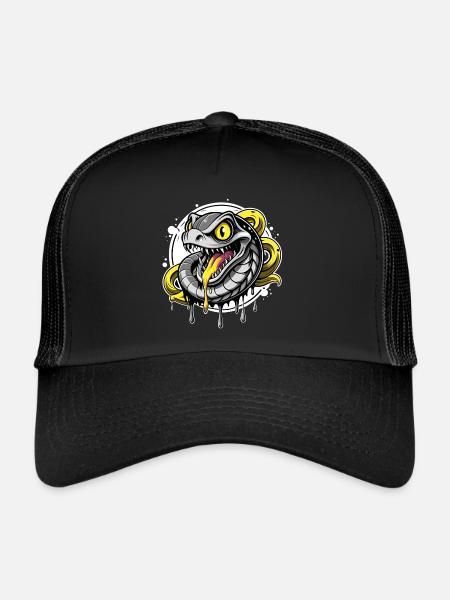 spitting snake - Trucker Cap - black/black - Front