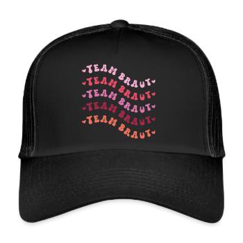 Team Braut retro Design - Trucker Cap - Schwarz/Schwarz - Vorne
