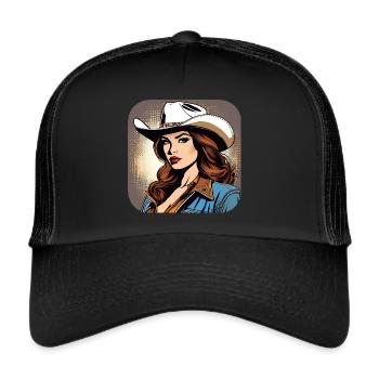 Fille de l’Ouest cool - Casquette trucker  - noir/noir - Devant