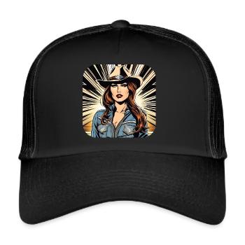 Fille de l’Ouest cool - Casquette trucker  - noir/noir - Devant