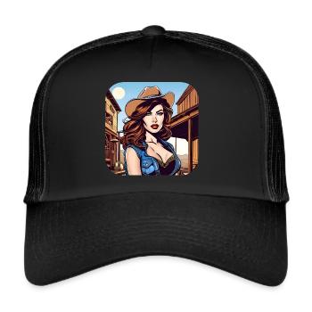 Fille de l’Ouest cool - Casquette trucker  - noir/noir - Devant