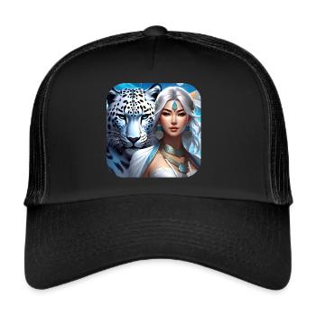 Chaman mystique avec léopard des neiges - Casquette trucker  - noir/noir - Devant