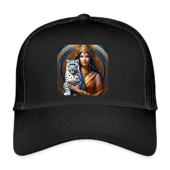Chaman mystique avec léopard des neiges - Casquette trucker  - noir/noir - Devant