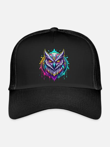 Hibou - Casquette trucker  - noir/noir - Devant