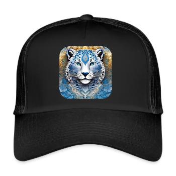 Motif mystique Mystérieux léopard des neiges - Casquette trucker  - noir/noir - Devant