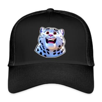 Cute snow leopard in comic style - Trucker Cap - black/black - Front