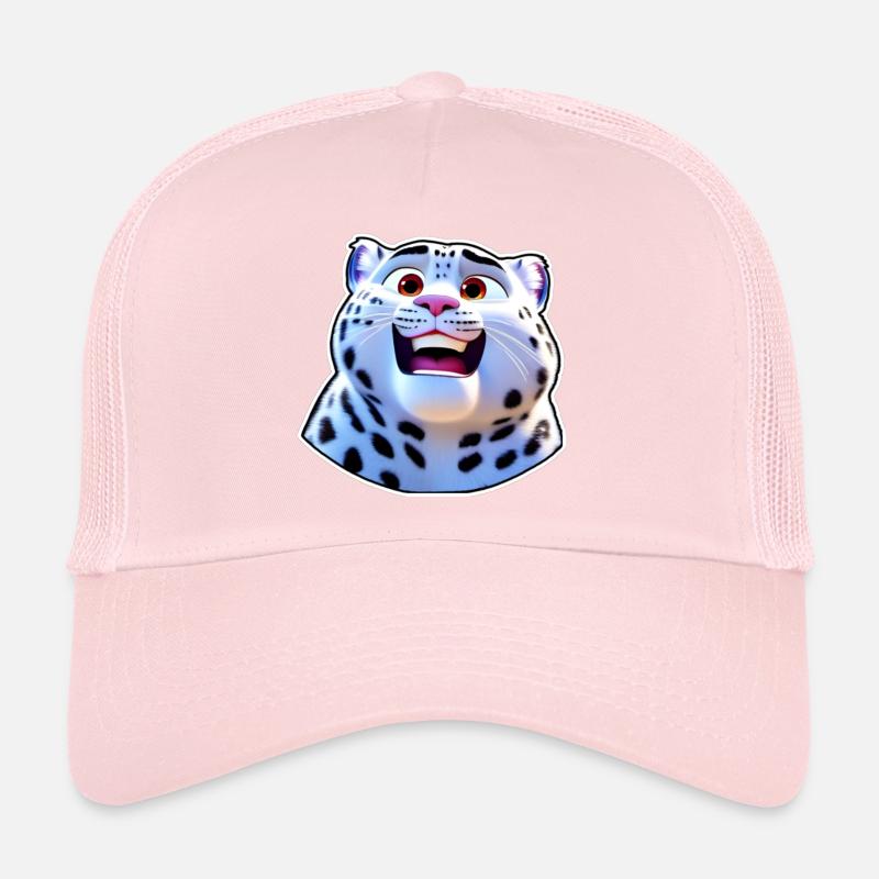 Niedlicher Schneeleopard im Comic Style Trucker Cap