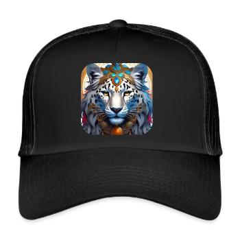 Motif mystique Mystérieux léopard des neiges - Casquette trucker  - noir/noir - Devant