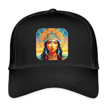 Mystique Fantaisie Chaman Sorcière - Casquette trucker  - noir/noir - Devant