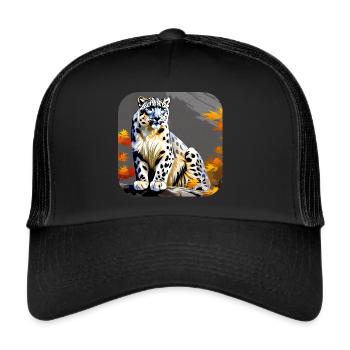Motif mystique Mystérieux léopard des neiges - Casquette trucker  - noir/noir - Devant