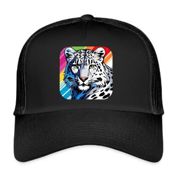 Motif mystique Mystérieux léopard des neiges - Casquette trucker  - noir/noir - Devant
