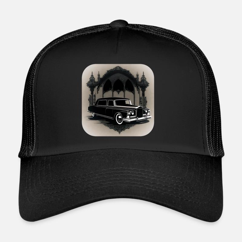Cooler Oldtimer Leichenwagen - Trucker Cap - Schwarz/Schwarz