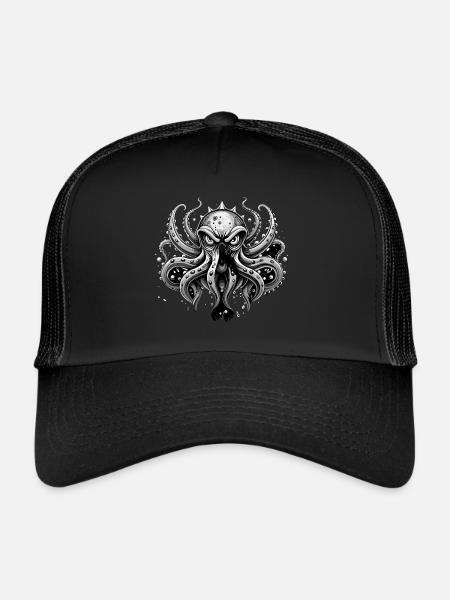 Octopus black and white - Trucker Cap - black/black - Front