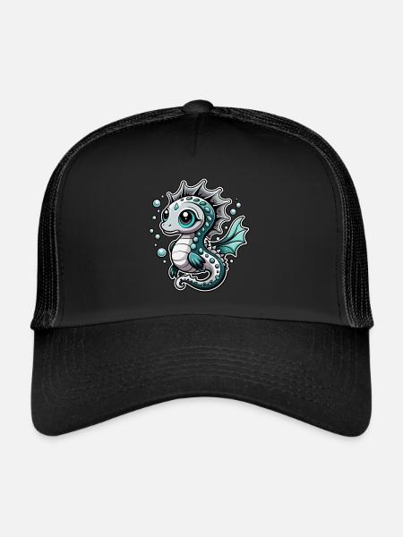 Hippocampe - Casquette trucker  - noir/noir - Devant