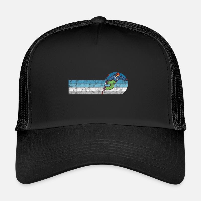 Snowboard Snowboarder Snowboarding Retro Gift - Trucker Cap - black/black