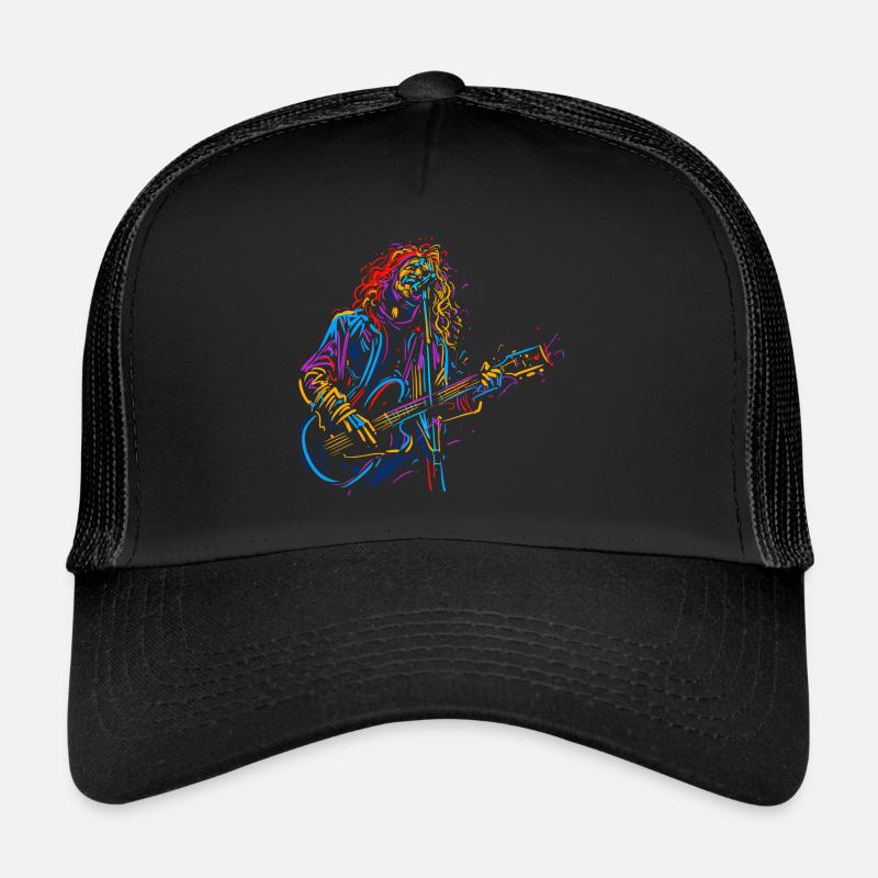 Musical Instrument Men Playing Guitar Art Graphic Trucker Cap