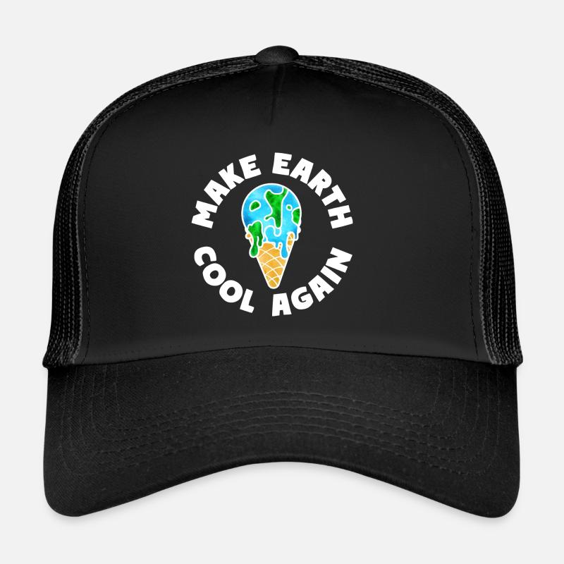 Schmelzende Erde Eiscreme Make Earth Cool Again - Trucker Cap - Schwarz/Schwarz