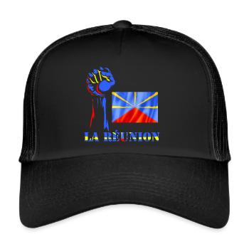 Fist Flag Reunion Island Gift Reunionese Proud - Trucker Cap - black/black - Front