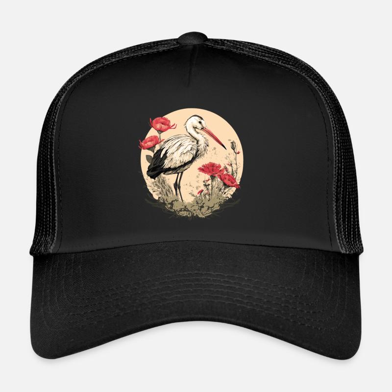 Storch Weißstorch - Trucker Cap - Schwarz/Schwarz