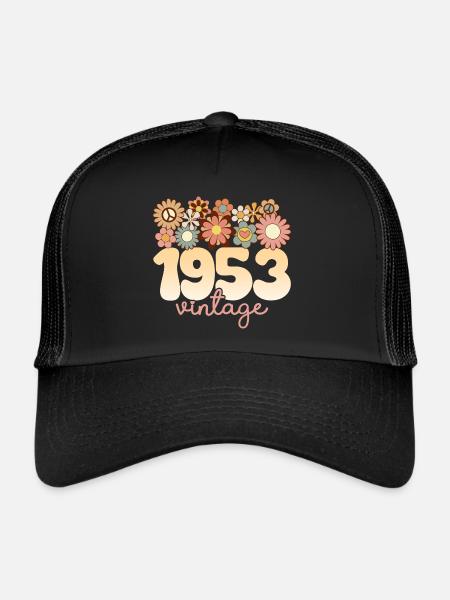 Retro Groovy 1953 Fête Anniversaire Femme 70 Ans - Casquette trucker  - noir/noir - Devant