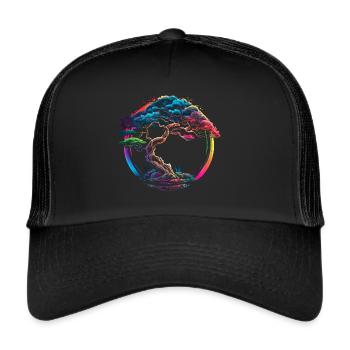 Enso Zen, Bonsai, Tree, Japan, Buddhism, Symbol - Trucker Cap - black/black - Front