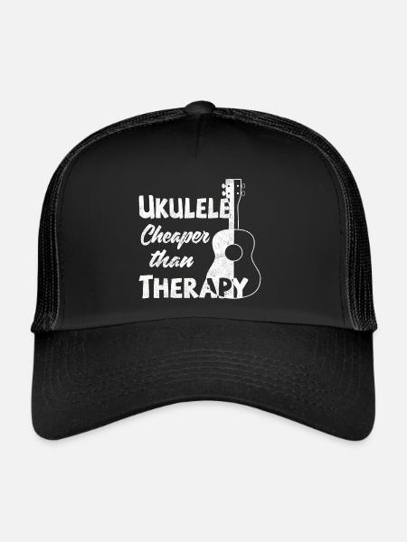 Ukulele! Cheaper than therapy - Trucker Cap - black/black - Front