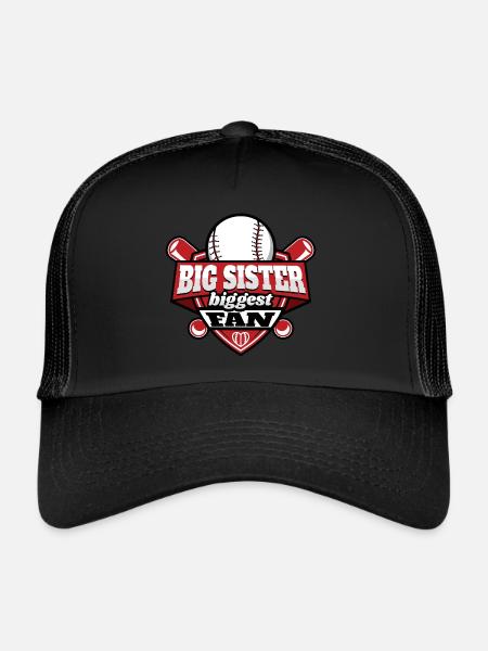 Big Sister Biggest Baseball Fan - Trucker Cap - black/black - Front