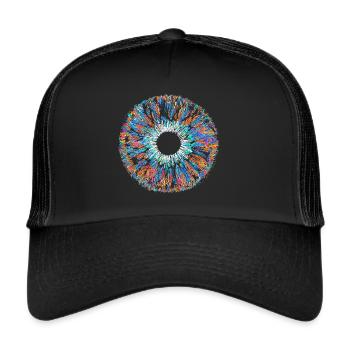 Colorful Eye Iris All Seeing Mandala Pupil - Trucker Cap - black/black - Front