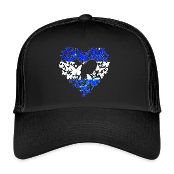 Coeur, Papillons, Je me tiens avec Israël, Drapeau - Casquette trucker  - noir/noir - Devant