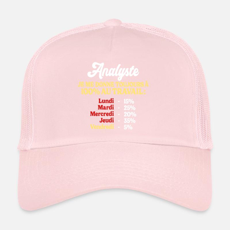 100% Au Travail Citation Drôle Analyste Casquette trucker 