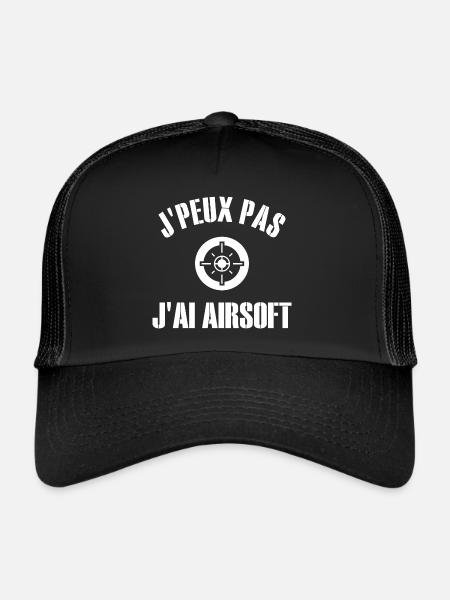 Je Peux Pas J'Ai Airsoft Humour Airsofteur - Casquette trucker  - noir/noir - Devant