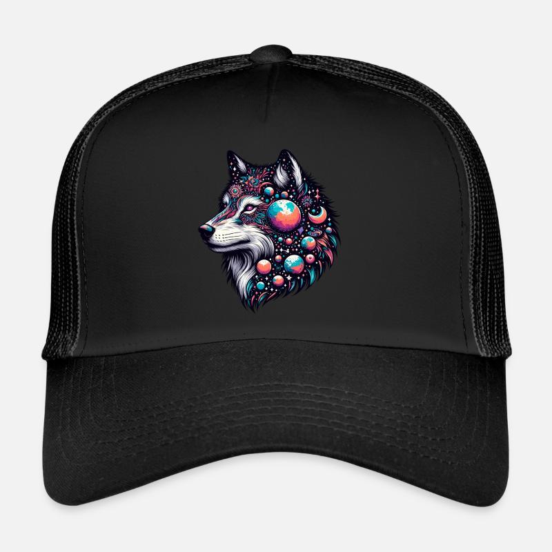 WOLF, COSMIC, UNIVERSE, PLANET, STARS, GALAXY, WORLD Trucker Cap