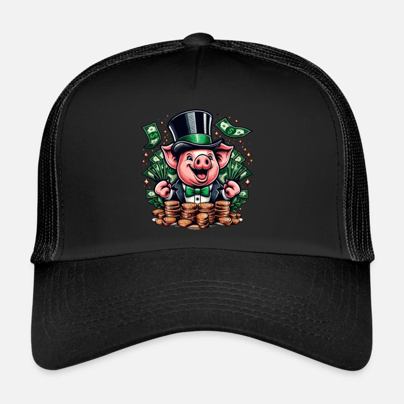 COCHON CHANCEUX JACKPOT ARGENT RICHE PROSPÉRITÉ VERT Casquette trucker 