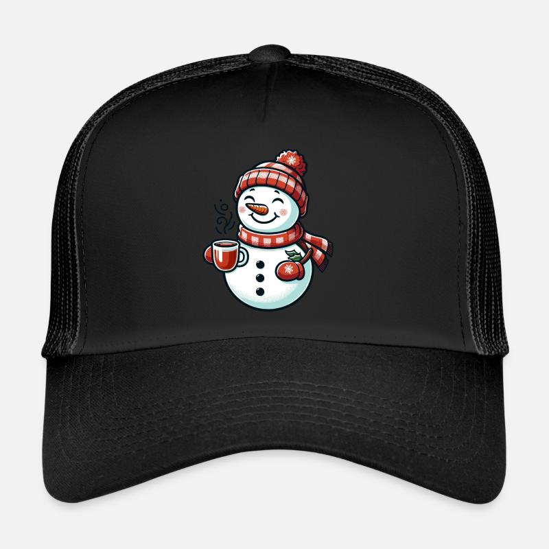SNOWMAN COLD DRINK HEAT COFFEE TEA WINTER Trucker Cap