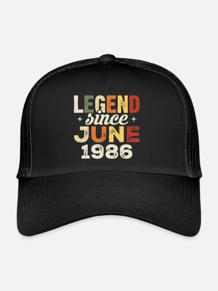 Juin 1986 Cadeau d’anniversaire Juin 1986 Juin 1986 - Casquette trucker  - noir/noir - Devant