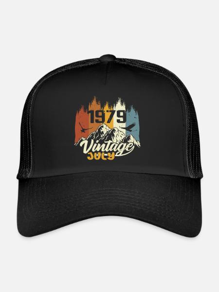 Vintage Juillet 1979 Cadeau d’anniversaire Juillet 1979 - Casquette trucker  - noir/noir - Devant
