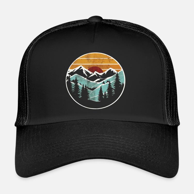 Berggrafik Retro Natur Wald Trucker Cap
