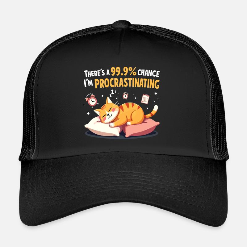 Lazy Cat Sarkastischer Humor - Trucker Cap - Schwarz/Schwarz