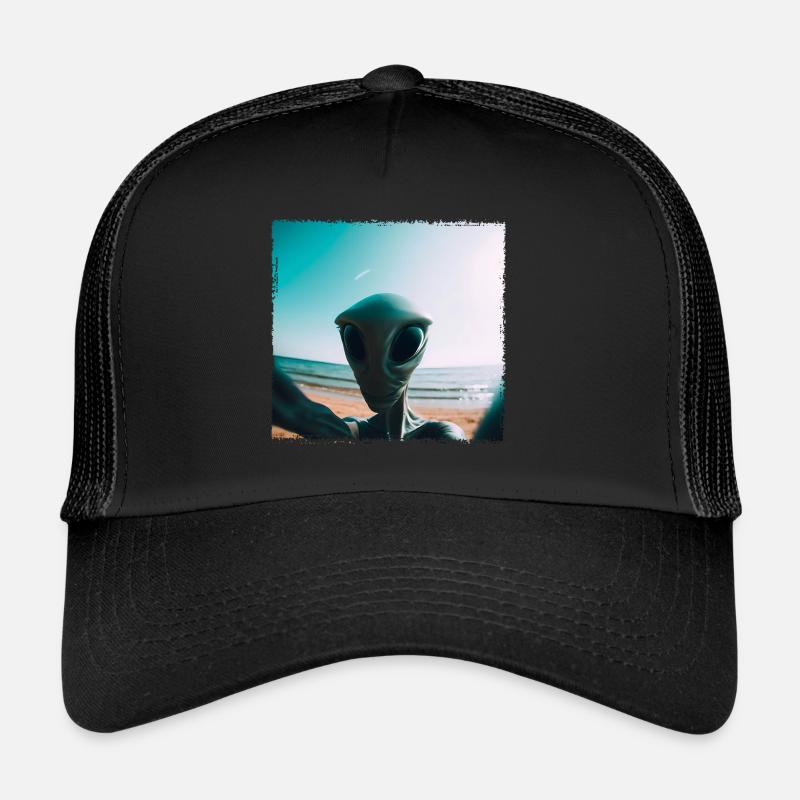 Alien Beach Selfie - Trucker Cap - Schwarz/Schwarz