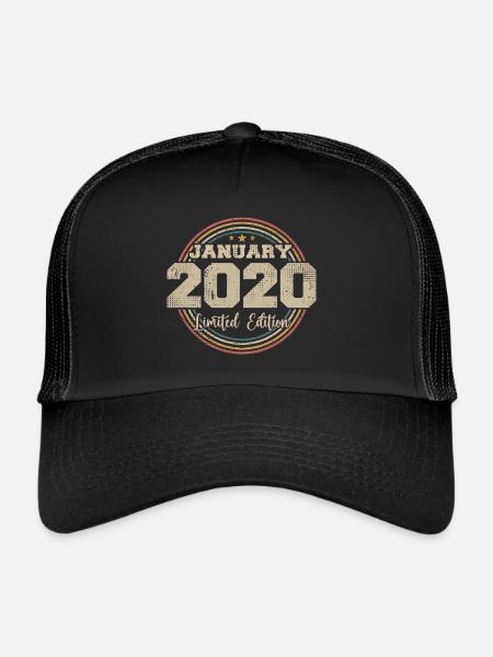 Les légendes sont nées en janvier 2020 - Casquette trucker  - noir/noir - Devant