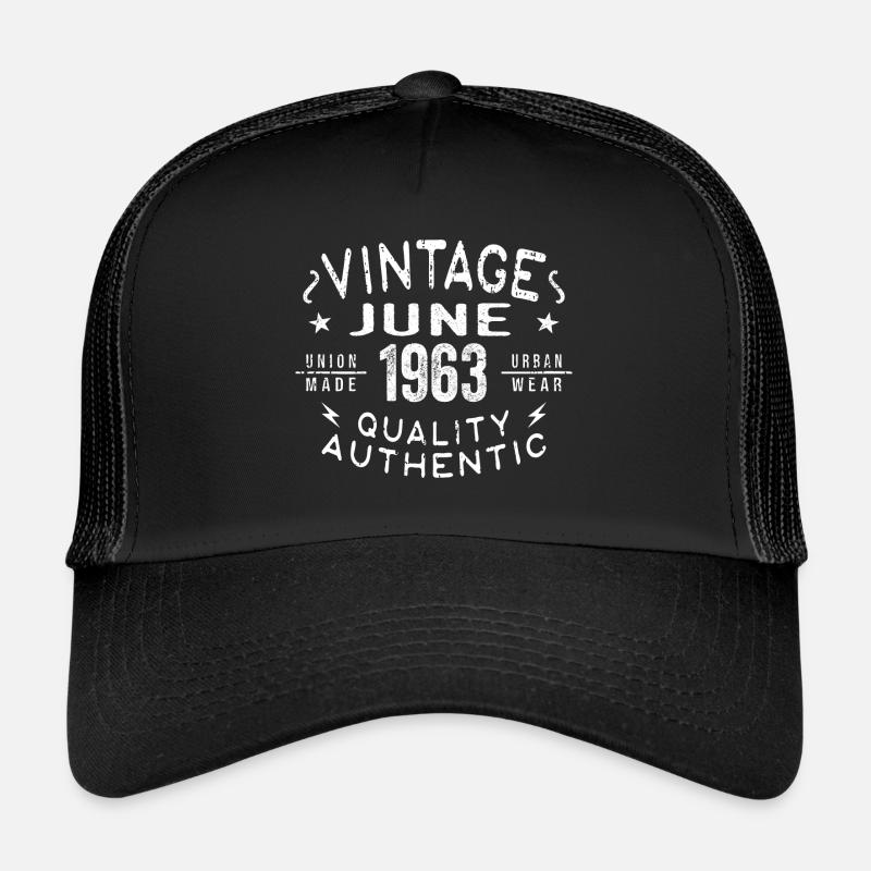 1963 Juni 1963 Jahrestag Juni 1963 Juni Geburtstag - Trucker Cap - Schwarz/Schwarz