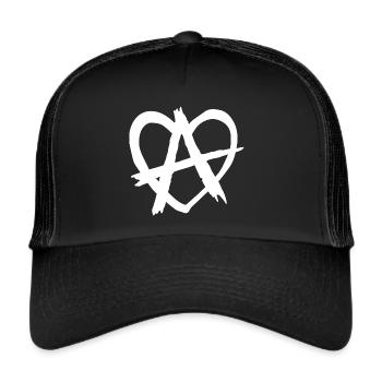 Anarchy heart, revolution, punk, white - Trucker Cap - black/black - Front